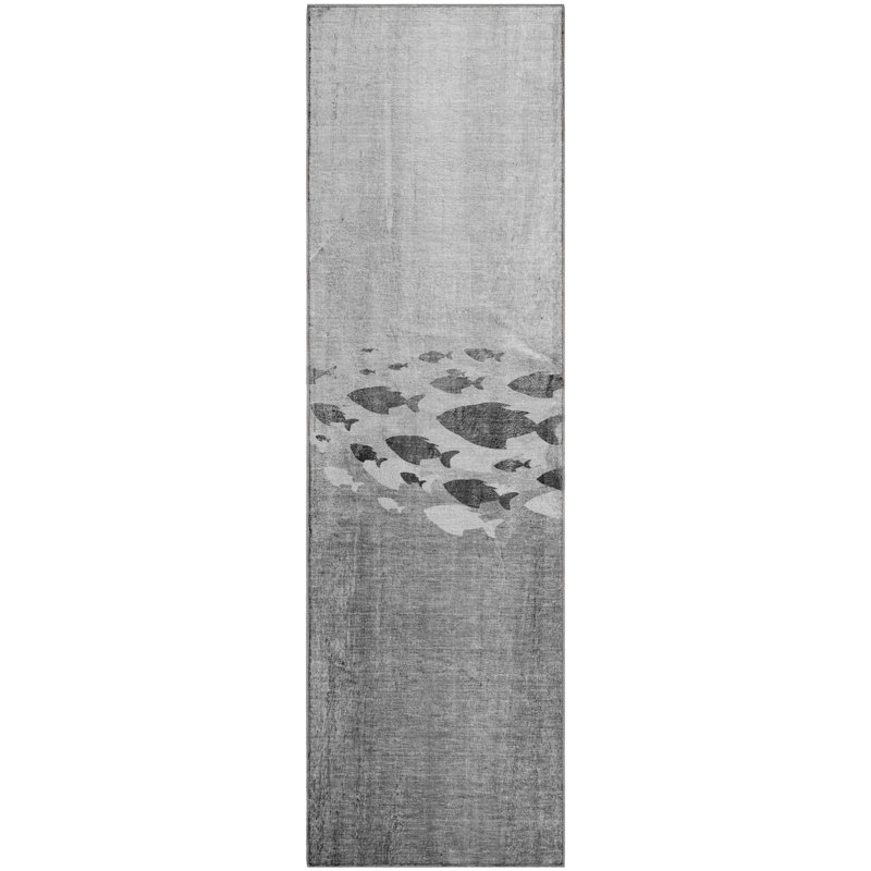 Tapis gris Cerrito lavable à la machine de qualité supérieure, Tapis de couloir 2 pi 3 po x 7 pi 6 po