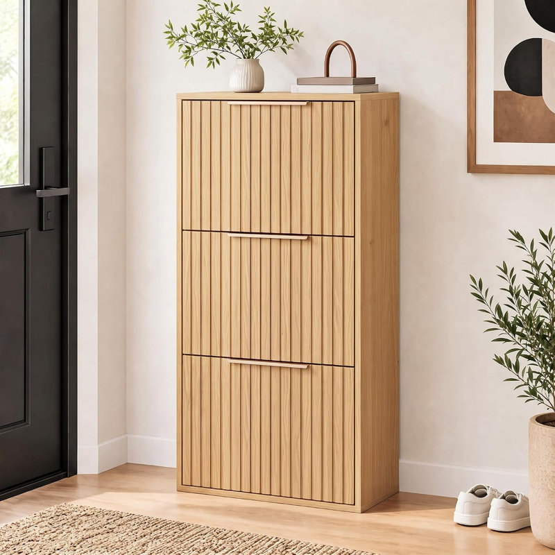 Solid Wood 24 cm W Chest of 3 Drawers, Natural oak