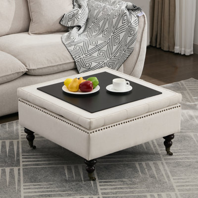 Daania Square Wide Tufted Storage Ottoman