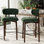 Ensemble de 2 tabourets de bar avec dossier - tabourets de cuisine à hauteur de comptoir de 26 pouces avec pieds en bois, chaises rembourrées modernes pour îlot de cuisine et salle à manger, vert