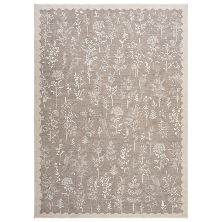 Colorful Floral Machine Washable Rug for Living Room Low Pile Foldable Thin Non Slip Carpet Stain Resistant Non Shedding Floor Cover for Kids Bedroom Nursery