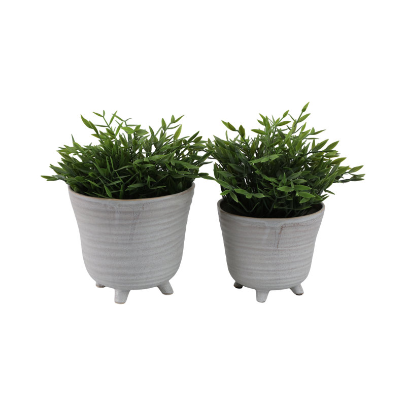 Sagebrook Home Unique Footed Planters, Ivory, 2-Pieces, Beige Ivory