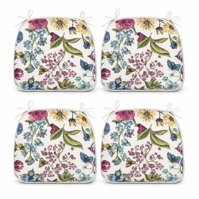 Coussins de chaise de patio d'extérieur, coussins de siège en mousse épaisse en U hydrofuge avec attaches, coussins toutes saisons de 17 po x 16 po x 2 po pour chaises de jardin, de patio et de salle à manger (ensemble de 11)