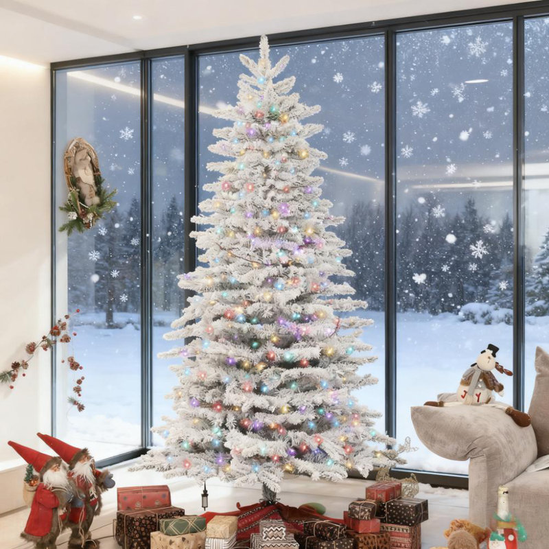 Arbre de Noël artificiel enneigé avec branches réalistes et assemblage facile, parfait pour les décorations festives
