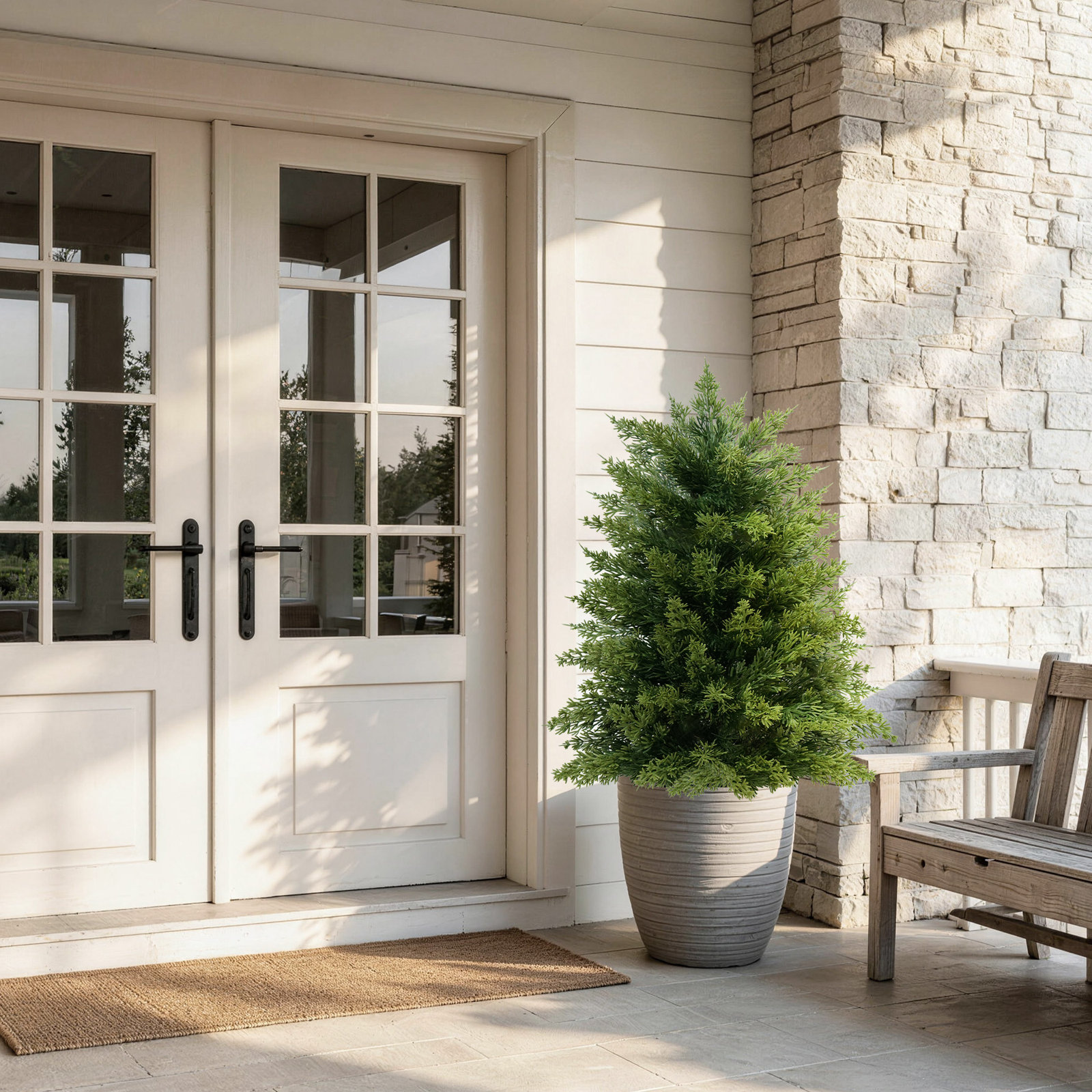 Cypress Topiary in Pot, 25.2'' H x 14.57'' W x 14.57'' D, 2