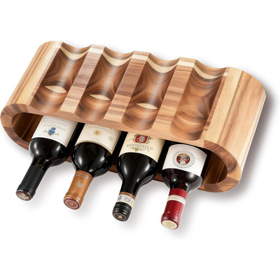 Classic Wooden Wine Rack – 8-bottle Acacia Wine Holder Stand – Freestanding Wine Storage – Great For Home Decor No Assembly Required