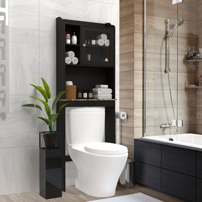 Modern Over The Toilet Space Saver Organization Wood Storage Cabinet For Home, Bathroom - Espresso