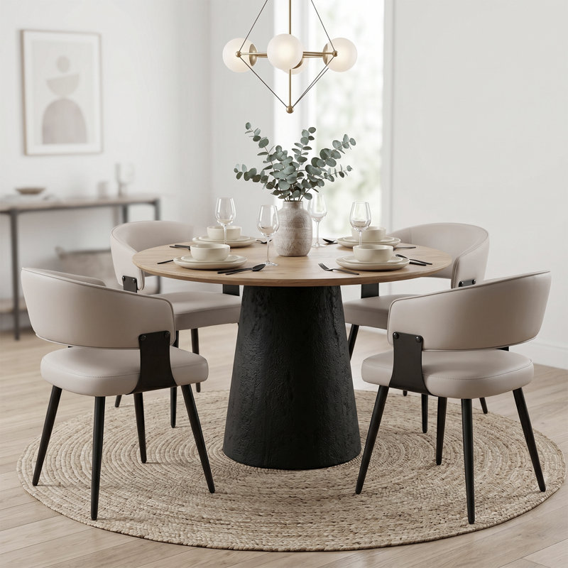Modern Faux Leather Waterproof Upholstered Dining Chairs with Metal Legs, Mid-Century Kitchen Side Chairs (Set of 2)