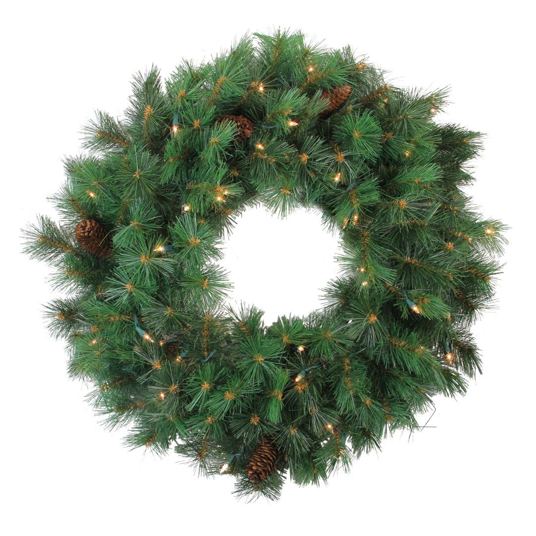 Pre-Lit Royal Oregon Pine Artificial Christmas Wreath - Clear Lights Northlight Seasonal