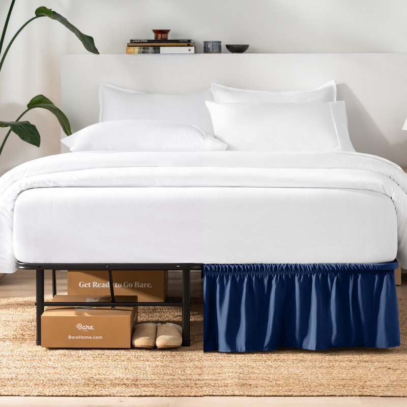 Ruffled Wrap Around Bed Skirt, Full / Double, Dark Blue