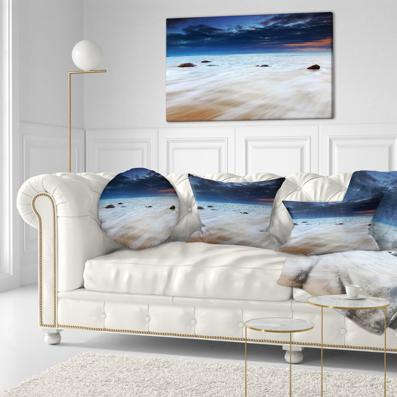 Housse de coussin rectangulaire Waves over Moeraki Boulders Seashore