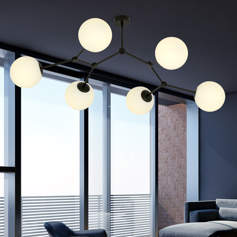 6-Light Sputnik Chandelier, White