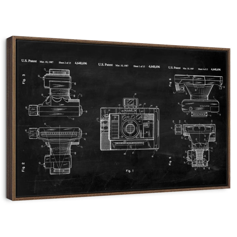 Automatic Focus Camera BW Patent, 46" X 31", Floating Frame Walnut
