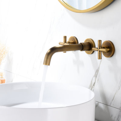 Wall Mounted Bronze Bathroom Tap - Construction, Smooth Water Flow, Classic Design Sink Faucet In Drip- Cartridge, 7-Layer Surface Treatment For Durability