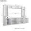 Console de divertissement minimaliste avec pont supérieur réglable et rangement spacieux pour téléviseur de 75 po, blanc épuré, espace généreux