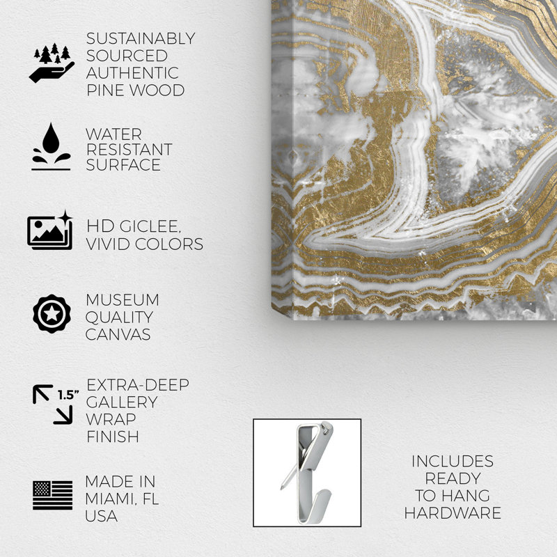 Agate Geode Crystal par Oliver Gal - impression sur toile tendue, H 30 po x l 45 po x P 1,5 po