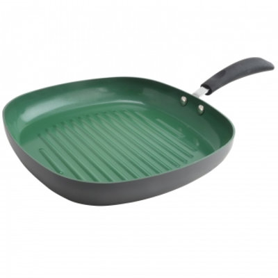 Poêle gril en céramique Hummington de 11 po - Plaque chauffante en aluminium antiadhésive écologique, finition grise matte, résistante aux égratignures et sans huile pour des repas sains