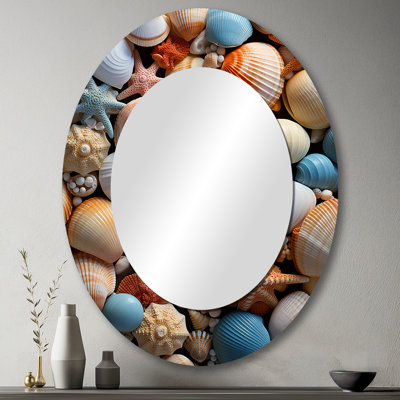 Beach Beach Seashell Symphony VII - Miroir mural ovale côtier