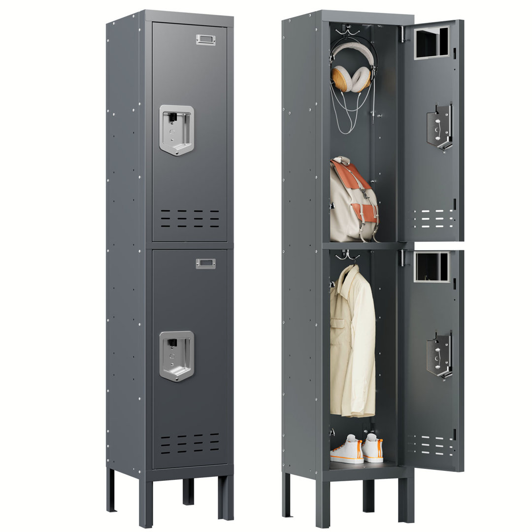 Storage Locker,Metal Locker,Lockers For Employees,Metal Locker Storage Cabinet With 2 Doors, Card Slot,Lockable Steel Locker For Gym,School,Home,Office,Garage,Assembly Required Kaer