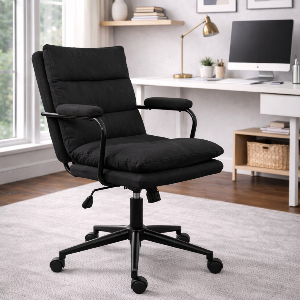 Ebern Designs Jergis Cloth Office Chair Modern Mid Back Office Chair ...