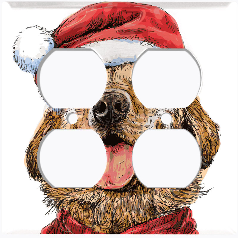 Plaque murale d'interrupteur à bascule Retriever Dog Santa Claus 2-Gang