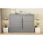 Grand lit escamotable mural moderne avec lumières DEL, gris