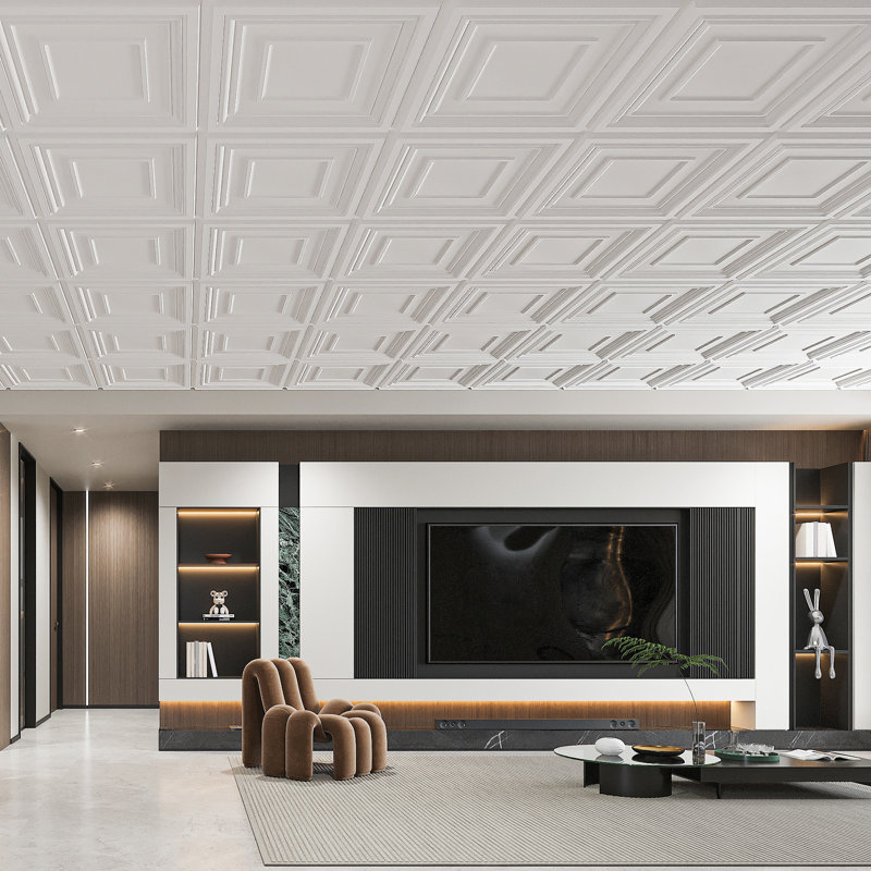 Carreaux de plafond 24 po x 24 po Art3d, panneau décoratif 3D en PVC pour décoration intérieure (48 pieds carrés / caisse)