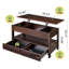 Table basse, table basse à plateau relevable avec 2 tiroirs, grand rangement et tablette ouverte, plateau de table relevable pour le salon, table de salle à manger-1797892204