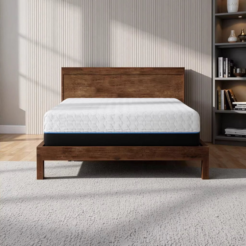 14 Inch Copper Infused Plush Memory Foam Twin XL Mattress, White and Gray, Extra-long Twin