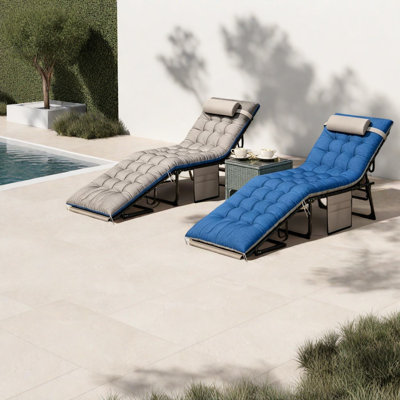 Méridiennes de patio réglables, ensemble moderne pliant en acier pour piscine