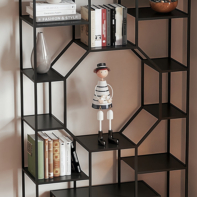 Bibliothèque pratique et polyvalente, (11 tablettes) H 70,8 po x l 47,2 po x P 11,8 po, Noir