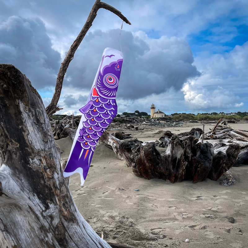 Carpe koï, H 36 po x l 10 po, Mauve