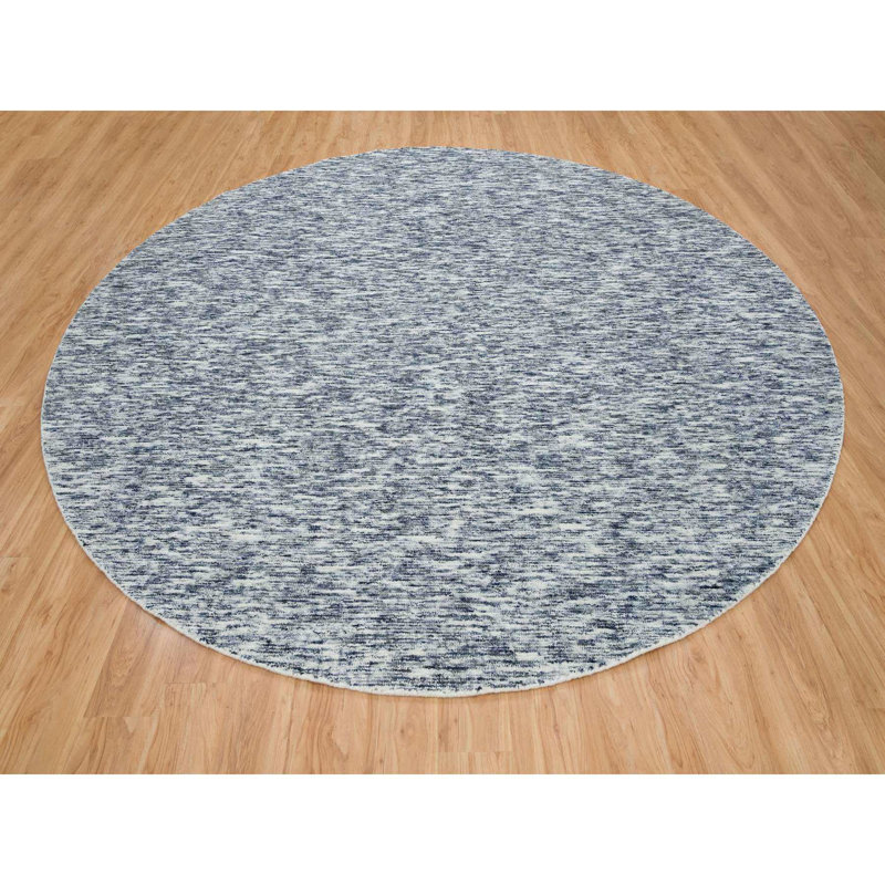 Tapis bleu / ivoire noué à la main de conception unique 12 pi x 12 pi New Age Tylani