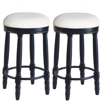 Bar Stools Set Of 2, 26" Counter Height, 360° Swivel Wooden Barstool With Fabric Upholstered Seat For Kitchen, Dining, And Living Room