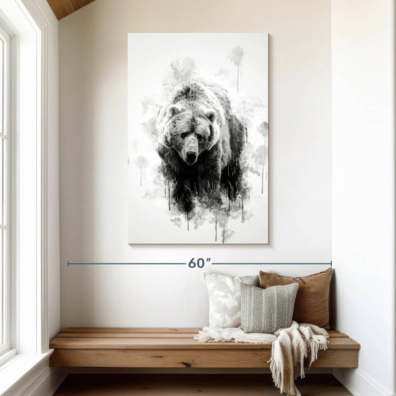 Ours brun Brampt noir et blanc, H 48 po x l 32 po