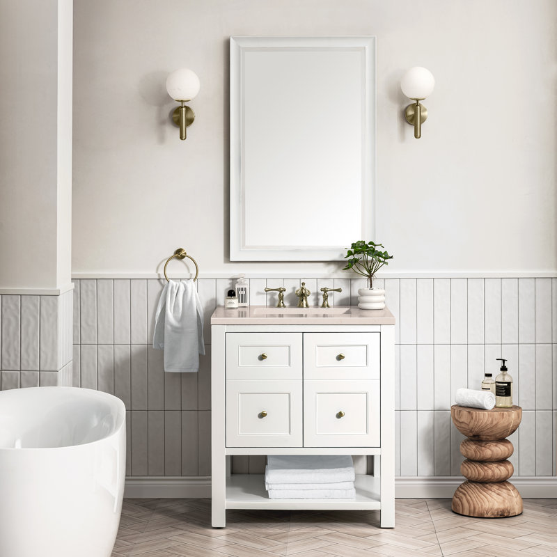 Breckenridge 30'' W Single Vanity, Eternal Jasmine Pearl, Bright White, 8" Widespread