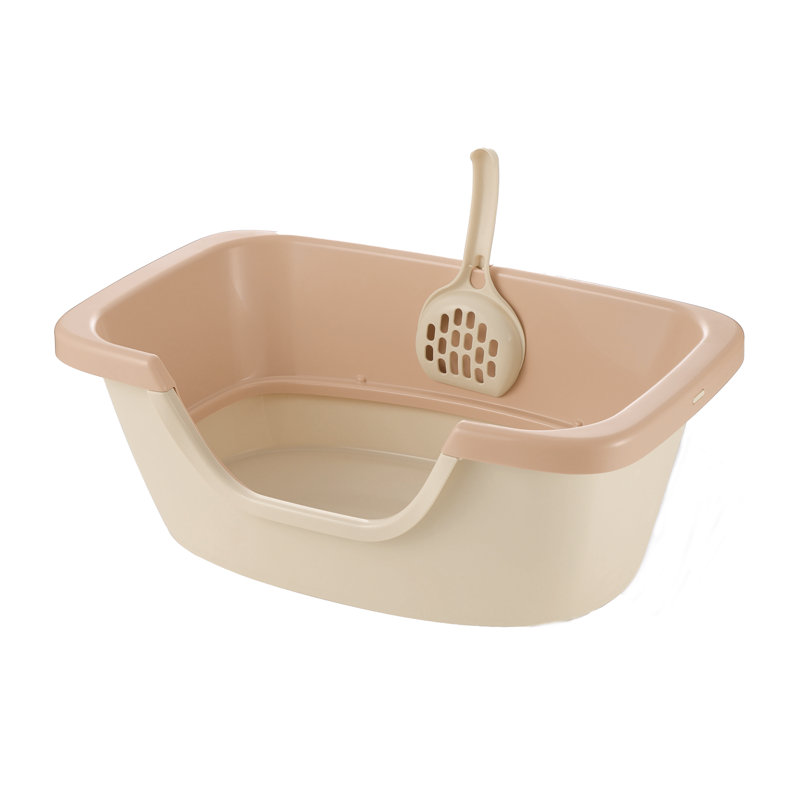 Pastel Brown Adjustable 2-Level Plastic Cat Litter Box