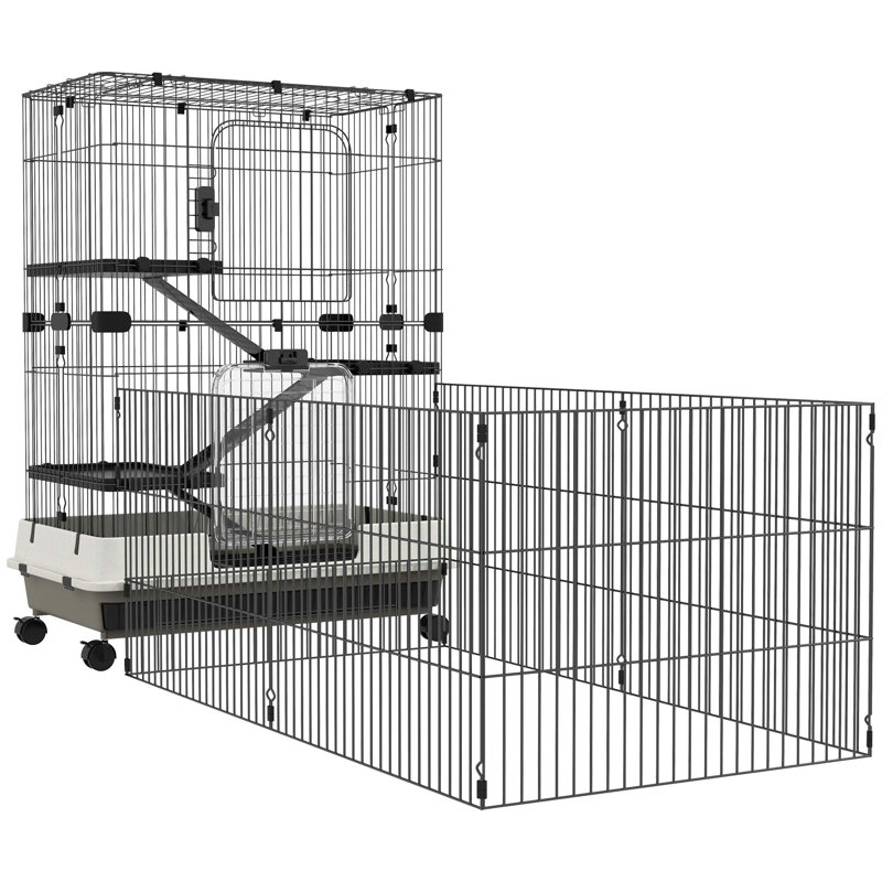 Cage polyvalente pour petits animaux avec plusieurs niveaux et caractéristiques conviviales