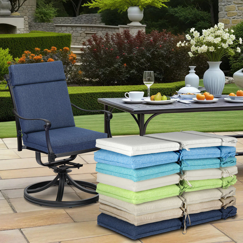 Outdoor High Back Dining Chair Cushion Set, 21" W x 20" D, Navy Blue