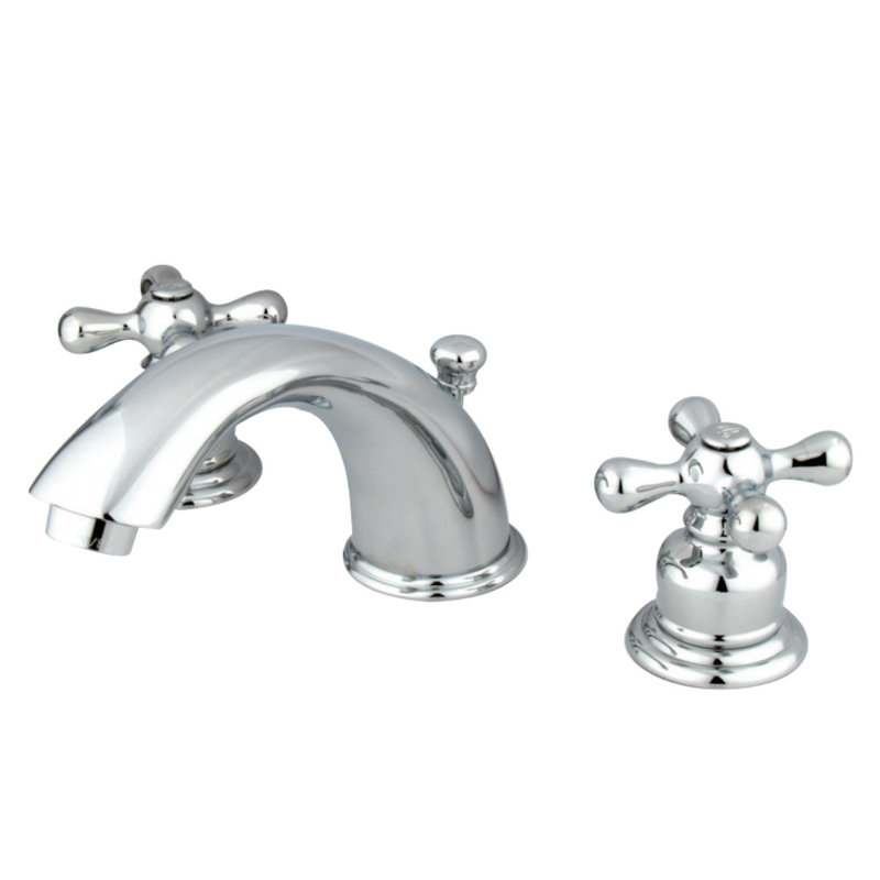 Kingston Brass Victorian Two-Handle 3-Hole Deck Mount Widespread Bathroom Faucet with Retail Pop-Up Drain, Polished Chrome