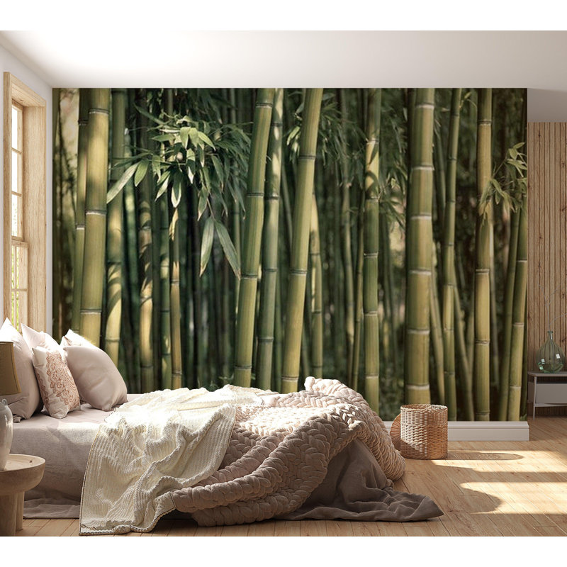 Murale Bamboo Jungle, L 82 po x l 118 po, Vert foncé