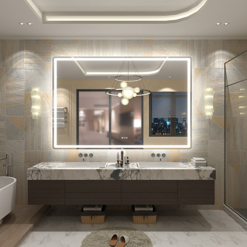 Aevar UL Certified Front & Back LED Anti-Fog Tempered Glass Bathroom/Vanity Mirror with 3-Year Warranty, 60" x 40"