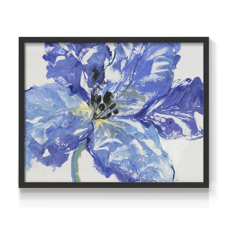Fleur Bleue I -Framed Print - Restickable, Black, 22" H x 28" W