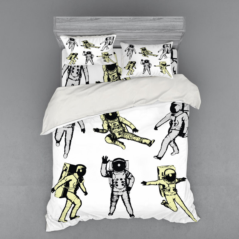 Ensemble de housse de couette moderne en microfibre noire et moderne, Housse de couette grand + 3 pièces supplémentair