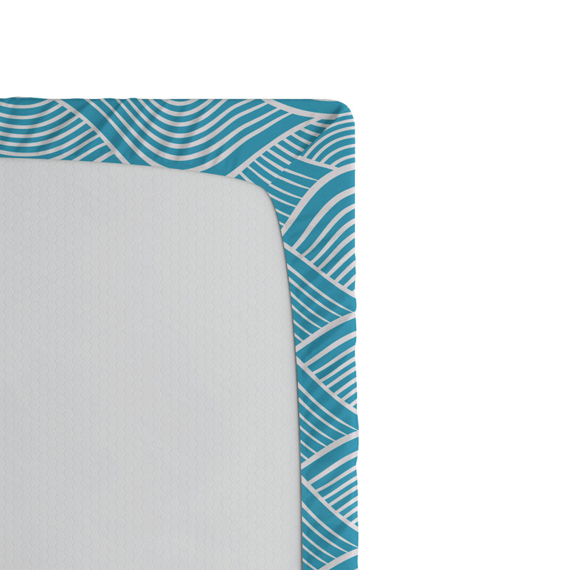 Drap-housse Ambesonne, paquet de 2, Drap-housse grand, Bleu ciel / blanc abstrait