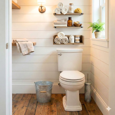 Jeromy Farmhouse Bathroom Accessory Set- Trash can, toilet brush