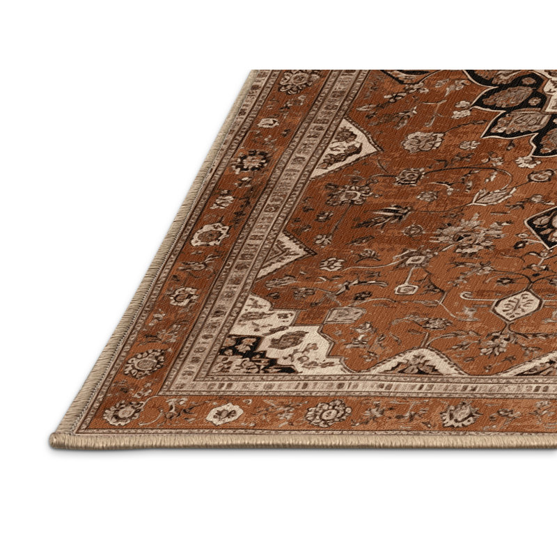 Tapis brun lavable à la machine, Rectangulaire 7 pi x 10 pi