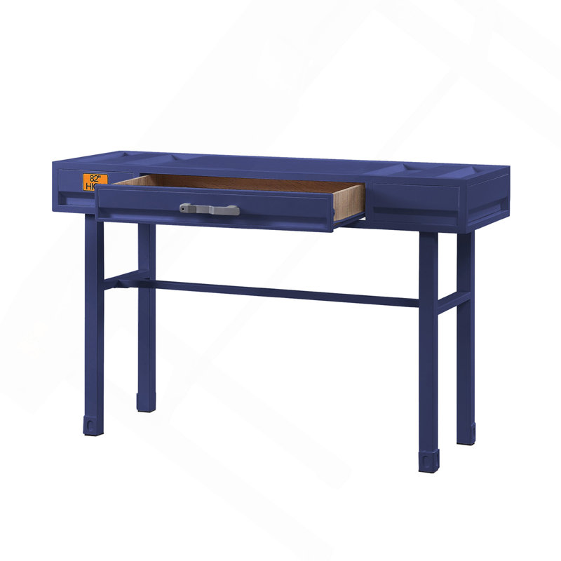 Metal Vanity Desk With One Drawer, Blue, Blue