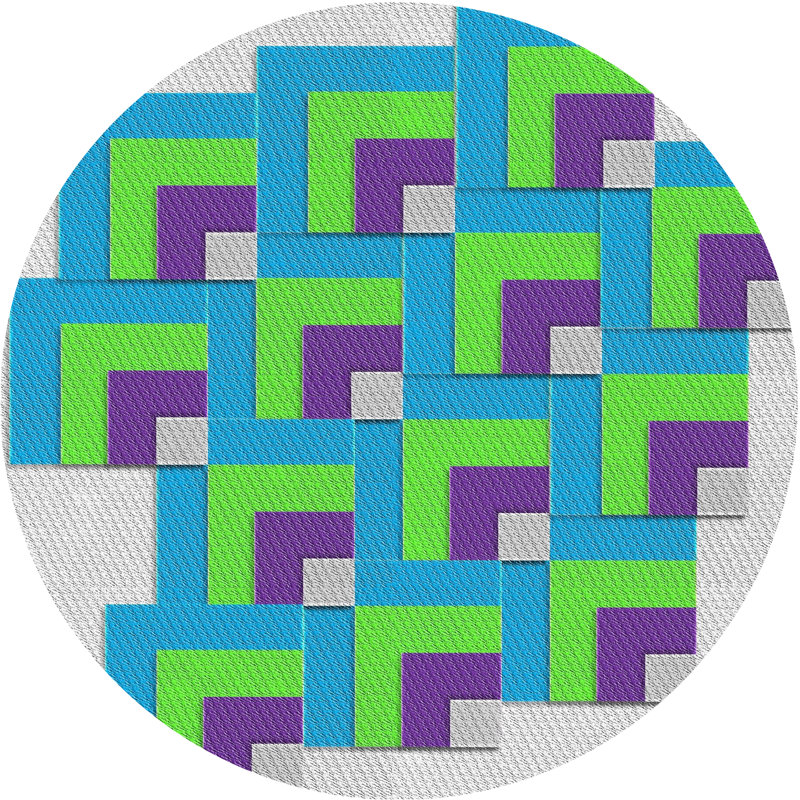 Tapis bleu à motif géométrique Kistler, Rond 5 pi