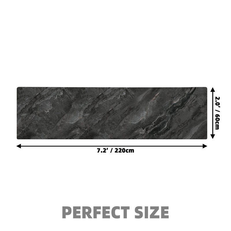 Tapis de cuisine antidérapant et résistant à l'eau, Runner 2' x 7'3", Charcoal black